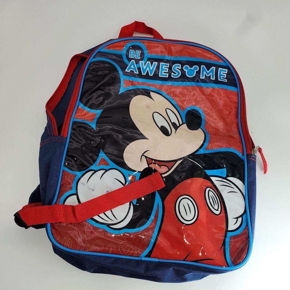 Disney Mickey Mouse Be Awesome Kids Backpack Red Blue School Bag